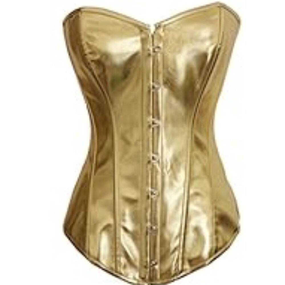 Womens Gold Boned Corset Bustier